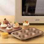 2 Packs Premium Steel Muffin Pan for Baking, Round Muffin Baking Pan, Baking Tray for Muffins, Cupcakes, Brownie(Gold, 6 Cup)