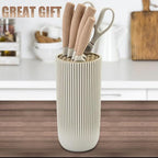 Knife Set, Wiztoynia 6-Piece Khaki Kitchen Knife Set for Home, Anti-Rust Non-stick Stainless Steel Sharp Chef Knife Sets with Universal Knife Block for Kitchen, Ergonomical Design (Khaki)