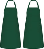 NLUS 2 Pack Kitchen Aprons with 2 Pockets for Women Men, Chef Aprons for Baking BBQ Cooking, Green