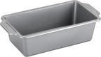 Farberware Nonstick Steel Bakeware Set with Cooling Rack, Baking Pan and Cookie Sheet Set with Nonstick Bread Pan and Cooling Grid, 10-Piece Set, Gray