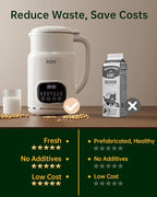 KDV 8-in-1 Nut Milk Maker, 32oz Automatic Plant Milk Machine with Delay Start, Soy Almond Oat Milk Stainless Steel Blender