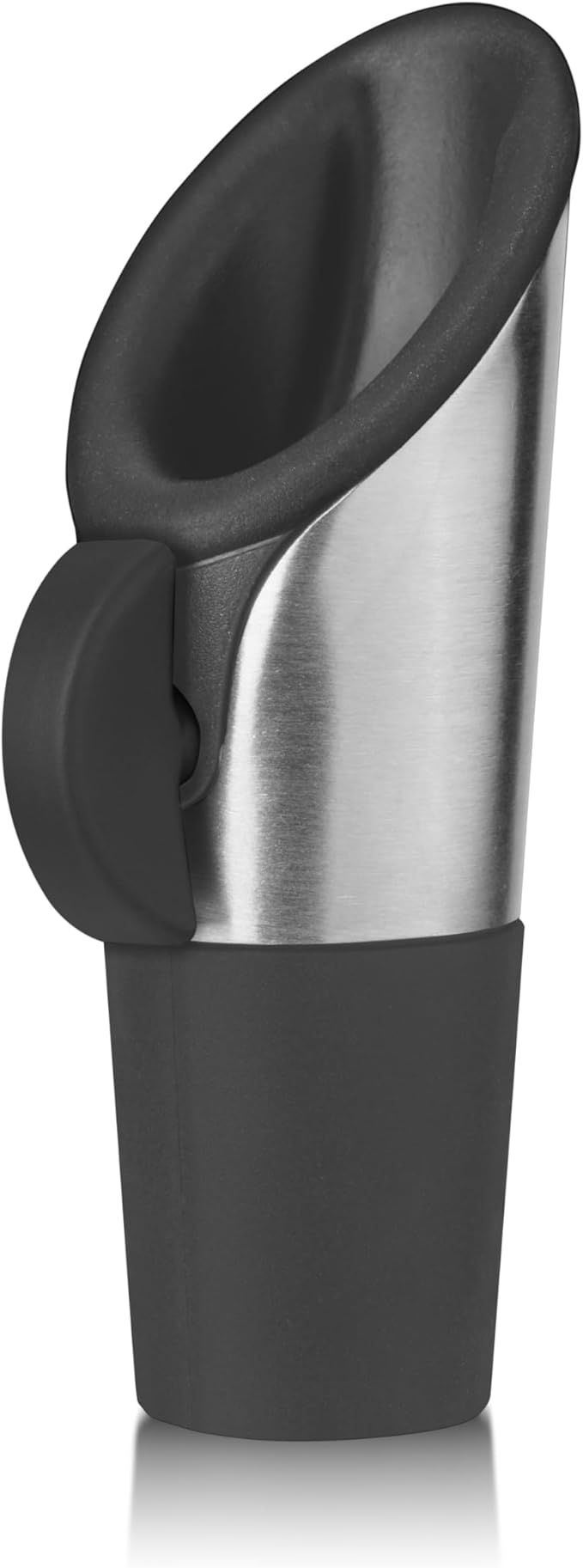 Innovine Wine Pourer and Stopper, Drip-Free Stainless Steel and Silicone Construction, Perfect for White and Red Wines, Home Bar Accessories, Kitchen Essentials, Set of 1, Graphite