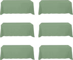 BRILLMAX 6 Pack Sage Green Tablecloths for 8 Foot Rectangle Tables 90 x 156 Inch - 8ft Rectangular Bulk Linen Polyester Fabric Washable Cloth Cover for Wedding Reception Banquet Birthday Party