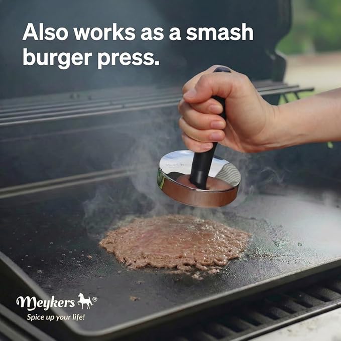 Meykers Meat Pounder Tenderizer | Smash Burger Press | 1.85 lb Heavy Duty | 304 Stainless Steel | Chicken Flattener Masher Beater Kitchen Tool | Aplanadora de Carnes y Pollo | Dishwasher Safe