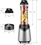 La Reveuse Smoothies Blender Personal Size 300 Watts with 18 oz BPA-Free Portable Travel Sports Bottle, Silver