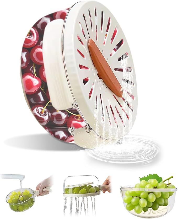 Multifunctional Fruit Washing Bowl,2 in 1 Drainer and Strainer,Foldable Handle Drain Basket with Lid,Kitchen Colanders & Food Strainers, Suitable for Washing Fruits and Vegetables