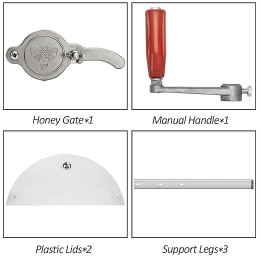 VINGLI 2 Frames Manual Honey Extractor Separator, Food Grade Stainless Steel Honeycomb Spinner Drum Crank by Hand with Adjustable Height Stands, Beekeeping Pro Extraction Apiary Centrifuge Equipment