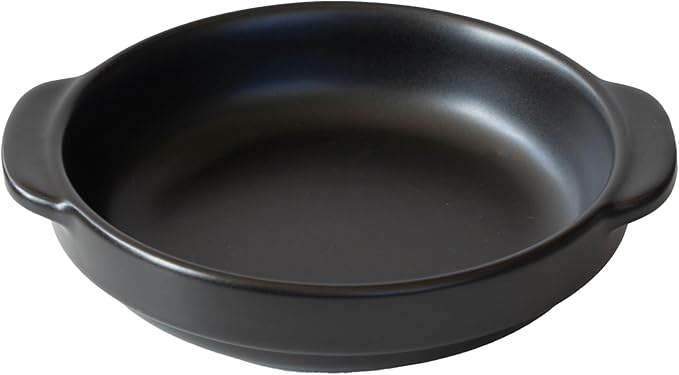 Santo Banko Ware Au Gratin Dish, Large, 22.0 fl oz (650 ml), Heat Resistant, Oven-safe, Direct Fire, Microwave, Dishwasher Safe, Stackable, Black, Made in Japan