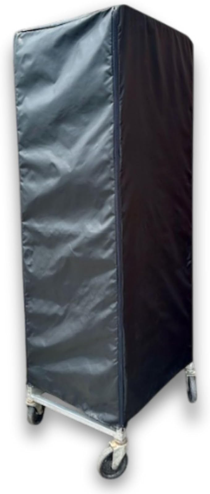 Bakery Food Pan Sheet Rack Cover – Heavy Duty PVC Vinyl Zippered Bun Pan Rack Cover – Long-lasting Use Durable Cover with 2 Zippers – Made in USA (All Sides Black, 23"W x 28"L x 63"H)