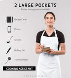 Syntus 12 Pack Bib Apron, Unisex Aprons Adjustable Waterdrop Resistant with 2 Pockets Cooking Kitchen Apron for Chef, BBQ Drawing Apron Bulk, White
