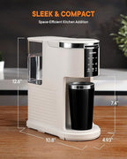 SHARDOR 3 in 1 Coffee Maker, K Cup Coffee Maker Compatible with Ground Coffee & Teas, Single Serve Coffee Machine, 6–14oz Brew Sizes, 40oz Detachable Water Reservoir, Descale Settings, White