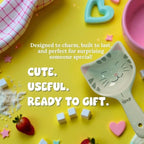 Cute Cat Measuring Spoons Set with Ribbon, Cute Cat Gifts for Women, Cat Themed Kitchen Accessories for Cat Baking Supplies, Ceramic Measuring Spoons for Cat Lover, Baking Gifts for Women (Set of 5)