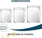 E-far Stainless Steel Baking Sheet Set of 3, 12.4”/10.5” /9.4” Cookie Sheet for Oven, Rimmed Metal Tray for Cooking Baking Bacon, Non-toxic & Dishwasher Safe