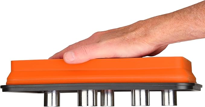 SANDOR Collapsible Magnetic Parts Tray Set - 3 Different Size Tool Trays for Screw, Bolts, Nuts, Washers, Pins and Other Small Metal Parts, Mechanic Tool Gifts for Men - Orange