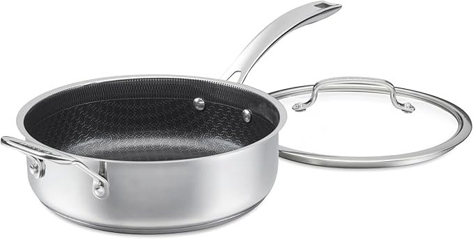 Cuisinart FusionPlus Hybrid Nonstick Stainless Steel Cookware, 3.5-Quart Sauté Pan with Cover and Helper, PFAS-Free PURELYSEAR Ceramic Technology, Scratch Proof, Cool Grip Handles, Dishwasher Safe