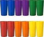 26-ounce Plastic Drinking Glasses Stackable Tumblers Water Cups Mixed Drinkware, set of 12 Mixed Color Reusable Shatter-resistant Dishwasher Safe