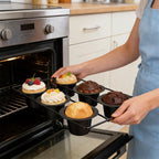 2 Pack 12-Cup Nonstick Popover Pans - Carbon Steel Round Bakeware Moulds for Muffins, Cupcakes, Cheesecakes, Quiches, Puddings | Halloween & Christmas Baking