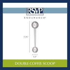 RSVP International Coffee Measuring Spoon, Long Handled Stainless Steel Scoop Multi-purpose for Baking, Ground Coffee, Beans or Loose Leaf Tea, Double, 1-Tbsp/2-Tbsp