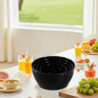 4-Piece Classic Plastic Prep Bowls with Lids, Nesting Plastic Small Mixing Bowl Set for Mixing, Baking, Prepping, Cooking and Serving Food, Microwave and Dishwasher Safe (Black)