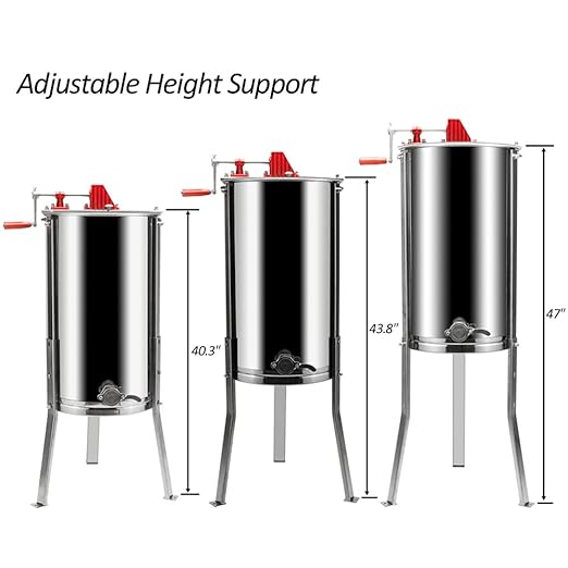 VINGLI 2 Frames Manual Honey Extractor Separator, Food Grade Stainless Steel Honeycomb Spinner Drum Crank by Hand with Adjustable Height Stands, Beekeeping Pro Extraction Apiary Centrifuge Equipment