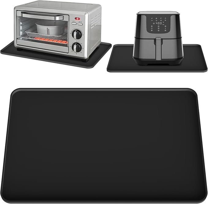 Silicone Mats for Kitchen Countertop, 24x16 inch Heat Resistant Mats for Air Fryer, Non-Slip Counter Protector Pad for Ninja, COSORI, Cuisinart, Coffee Maker, Toaster, Oven – Dishwasher Safe, Black