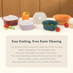Silicone Multi-Steamer Made in Korea Microwave Steamer for Cooking & Reheating BPA-Free Flexible & Durable (Breezeblue Green, 30.44 fl oz)