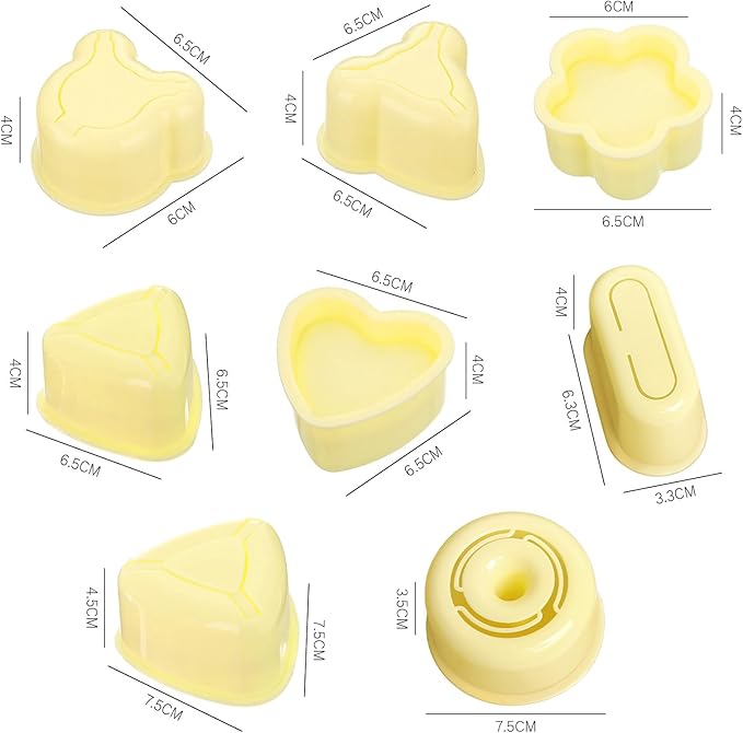 3 Pack Rice Ball Mold, Sushi Mold Diy Sushi Cooking Tools For Japanese Boxed Meal Children Bento,Kitchen Tools Sushi Plates Rice Ball Mold Non Stick Sushi Rice Making Kit (Yellow, Heart)
