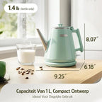 Hazel Quinn Electric Kettle - 1L/34oz Small Tea Kettle, 800W Fast Boil, All 304 Stainless Steel Interior, Double Wall for Cool Touch and Thermal, Auto Shut-Off, BPA-Free, Cordless - Mint Green