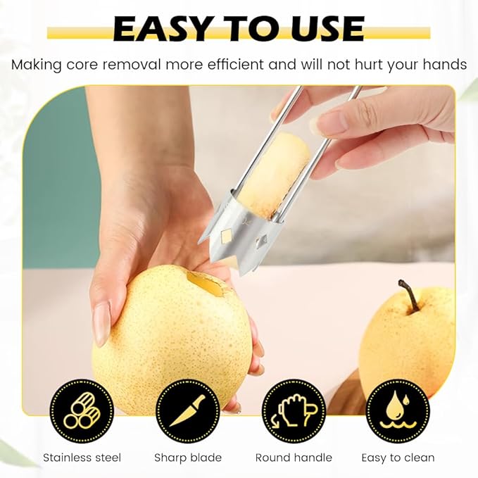 Red Bell Pepper Corer,Fruit and Vegetable Core Remover Tool,Stainless Steel Fruit Core Remover,Kitchen Gadget for Vegetable Fruit Corer,with 2 Hooks & 2 Brushes,Easy to Use