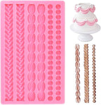Silicone Pie Crust Mold Hemp Rope Mold Scroll Lace Fondant Molds Border Decoration Sugarcraft Lace Rope Mould for Cookie Mousse Cupcake Desserts Cake Decorating Topper Candy Chocolate Resin
