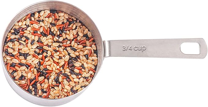 Measuring Cups Measuring Spoon Handle with Scale Stainless Steel Multifunctional Durable Portable Kitchen & Dining Measuring Tool for Dry Foods Spices or Liquids Ingredients (3/4 Cup)