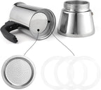 Sivaphe 6 Cups Stovetop Espresso Coffee Maker Replacement Infuser Parts Only for Stainless Steel Italian Moka Pot, 1 Filter and 3 Silicone Gasket Seals