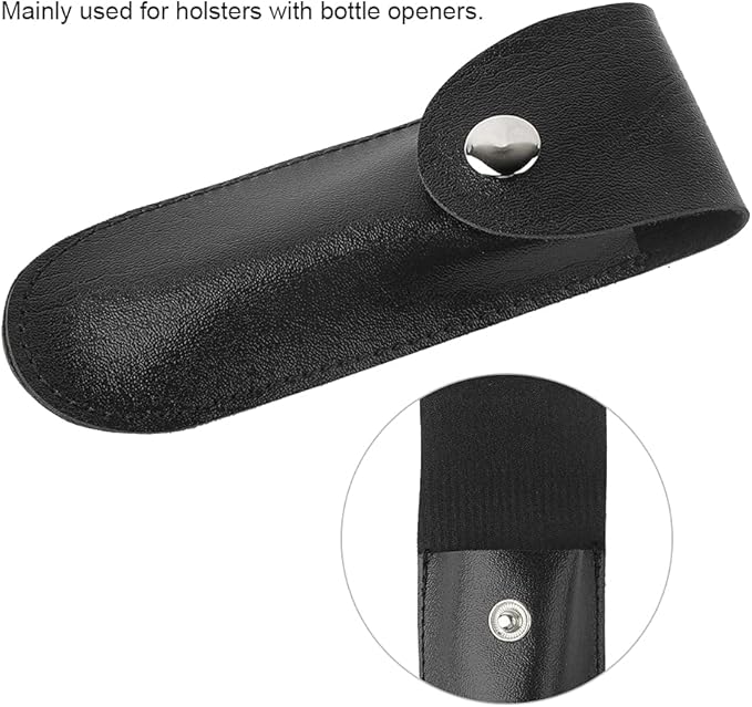 Bottle Opener Leather Case, Black PU Professional Wine Opener Leather Bag Bartender Essentials Wine Tool PU Bag