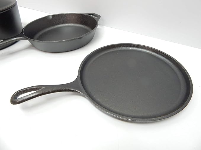Lodge Cast Iron Set - Pre-Seasoned Kitchen Set - Skillet, Griddle & Dutch Oven Included - PFAS-Free Non-Toxic Cookware - 4-Piece Set