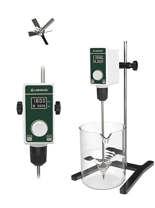 OS-15S Digital Overhead Stirrer 20L(H₂O) Lab Stirrer H-Base Stainless Steel Stand & 1 Stirring Paddle | 100-1500RPM,20000 mPas,Timing 1min-24h