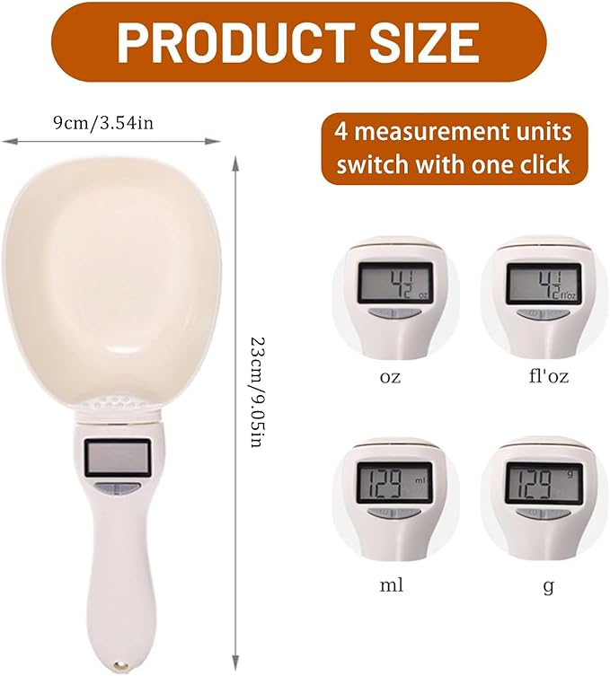 Digital Measuring Spoon, Electronic Measuring Spoon with LCD Screen, 800g / 0.1g High Precision Food Measuring Scoop Scale with Measuring Spoons for Food, Coffee,Spices, Dog Cat Food (1PCS)