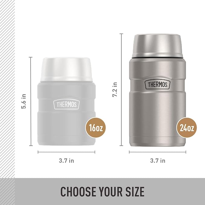 THERMOS Stainless King Vacuum-Insulated Food Jar, 24 Ounce, Matte Steel