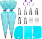 Piping Bags and Tips Set, Cake Decorating Kit Supplies, Frosting Piping Kit for Baking with Pastry Bags and Tips, Standard Converters, Silicone Rings, Reusable Piping Bags for Cookie Icing, Cupcake