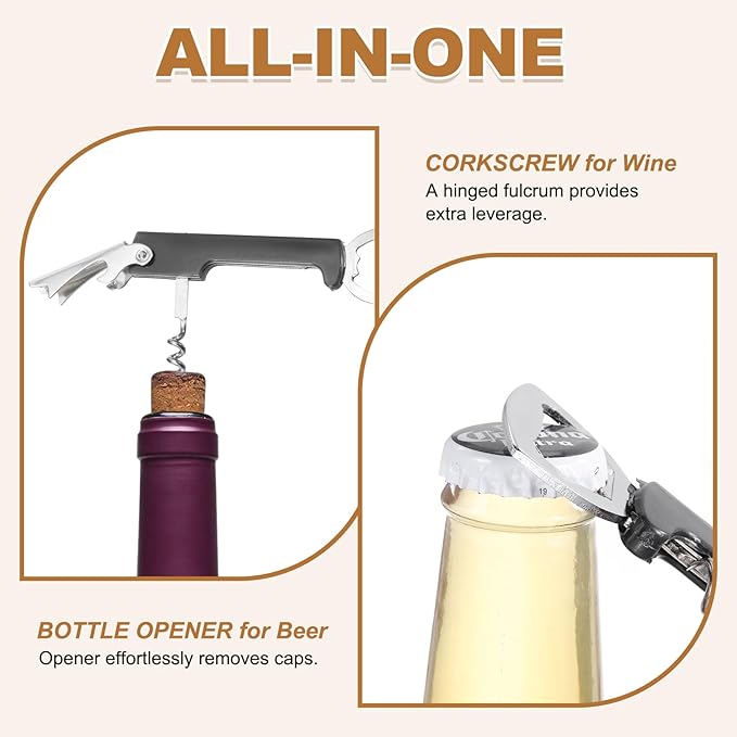uxcell 4 Pcs Wine Opener, Bottle Opener Keychain, Durable Stainless Steel Waiter's Corkscrew, Compact All-In-One Home Bar Tool for Bar, Party, Wedding, Home, Travel, Blue