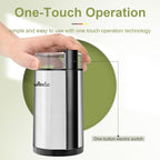 Coffee Grinder, Wancle Electric Coffee Grinder, Quiet Spice Grinder, One Touch Coffee Mill for Beans, Spices and More, with Clean Brush, Stainless Steel, 120V