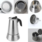 12 Cup Stovetop Espresso Maker Matte Stainless Steel Moka Pot Italian and Cuban Mocha Coffee Maker, Compatible with Gas, Electric, Ceramic, and Induction stovetops(20 fl oz/600 ml)