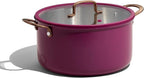 CAROTE 8QT Full Clad Tri Ply Stainless Steel Stock Pot with Lid, Kitchen Stockpot Soup Pot, Outer Ceramic Layer, Even Heating, All Stoves Compatible, Oven & Dishwasher Safe, Stay Cool Handle, Purple