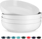 KooK Pasta Bowl, Salad Bowls, Bowls, Serving Bowls, Soup, Ceramic, Large Capacity, Microwave & Dishwasher Safe, Set of 4, 40 Oz, (White)