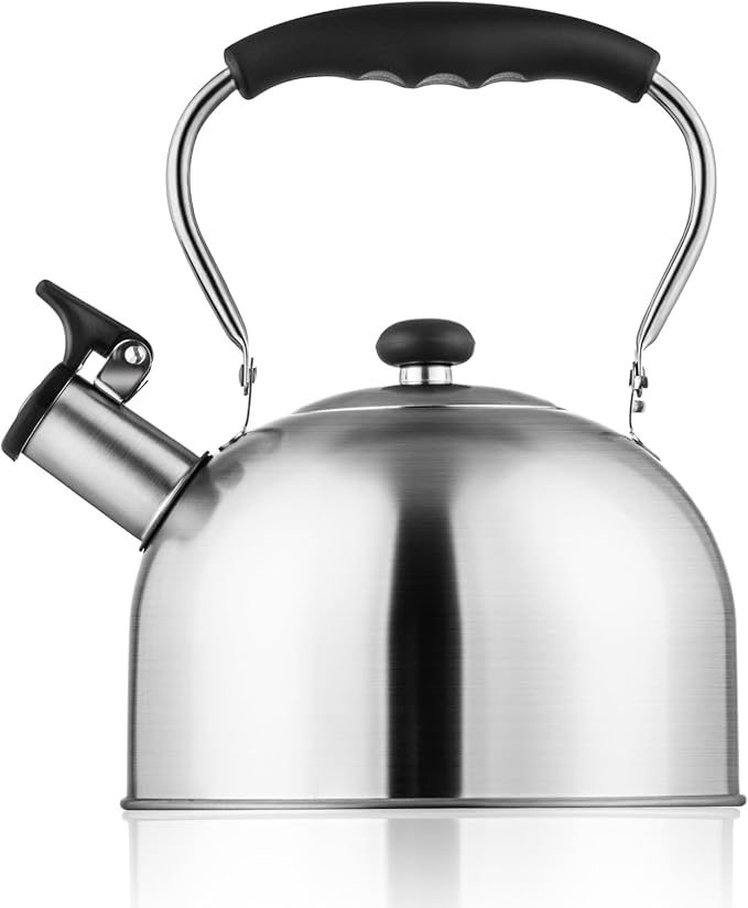 Whistling Tea Kettle – 2.64 Quart Stovetop Teapot, Stainless Steel Water Kettle for Camping & Kitchen, Foldable Handle – Perfect for Coffee & Tea
