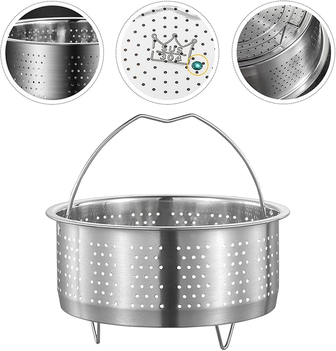 DOITOOL Stainless Steel Steamer Basket for Pot, 7.87inch/20cm Vegetable Steamer Basket Insert Steaming Rack with Handle, Vegetables Fruit Strainers and Colanders for Home Kitchen Cooking