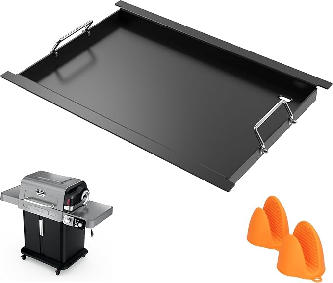 Safbbcue Griddle Insert for Ninja FlexFlame PG300 Series, Carbon Steel Nonstick Full-Size Griddle Insert with Grease Drain and Handle for Ninja Flex Flame Replacement Parts for XSKFULGRIDLE