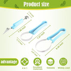 Suuker Melon Baller Scoop Set,Professional 4 In 1 Stainless Steel Fruit Carving Tools Knife Kit, Watermelon Knife for Ice Cream Melon,Dig Pulp Separator Fruit Slicer (Blue)