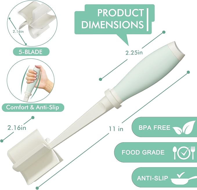 Upgrade Meat Chopper, Heat Resistant Meat Masher for Hamburger Meat, Ground Beef Smasher, Nylon Hamburger Chopper Utensil, Ground Non Stick Mix Chopper Mix Potato Masher Tool (White)