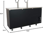 PEAKCOLD 3 Door, 4 Tap Commercial Beer Dispenser - Double Tower Keg Cooler - Kegerator; 72" W