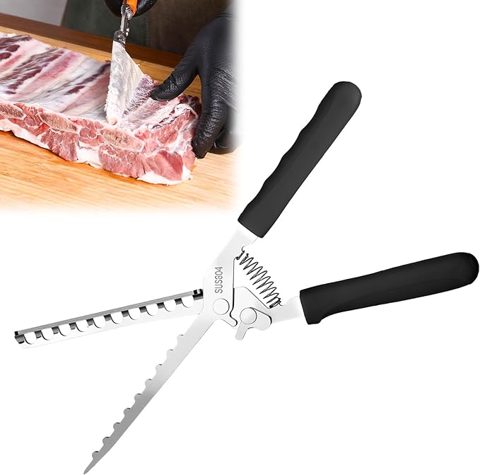 Rib Membrane Removal Tool,Stainless Steel Rib Prep Tool Membrane Remover,BBQ Membrane Remover for Ribs with Arc Clamp & Non-Slip Grip for Easy Rib Skinner,Kitchen Gadgets for Barbecue Enthusiasts